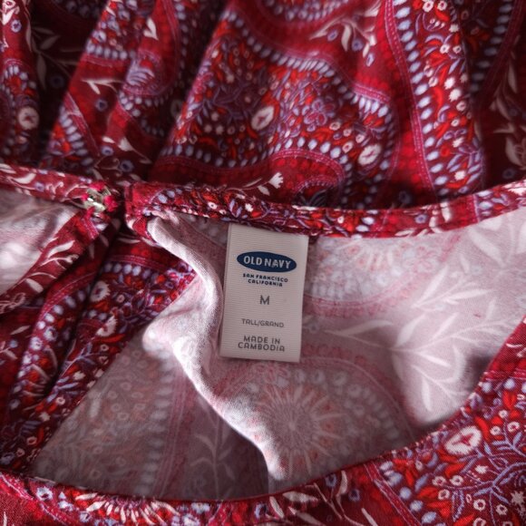Old Navy Paisley Dress Womens M Burgundy Sleeveless Keyhole Knee Boho Casual - Picture 3 of 10